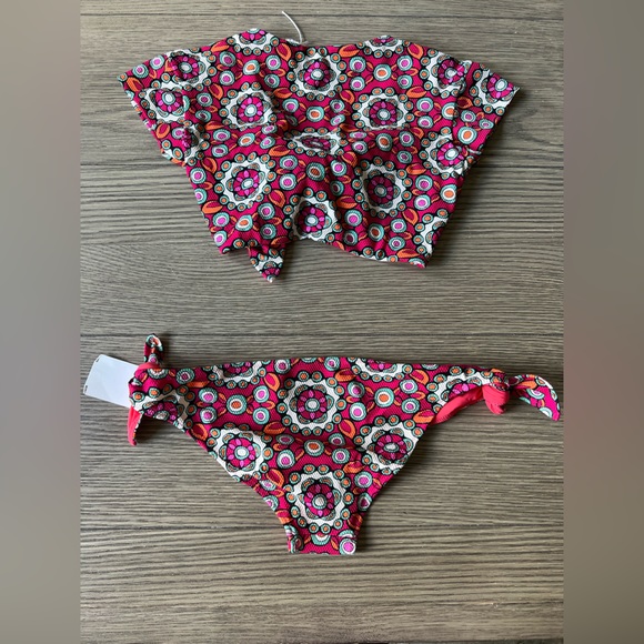 LA DOUBLEJ Tie Front Short Sleeve Swim Top & Bow Brief sz XS 425$ - Picture 11 of 13